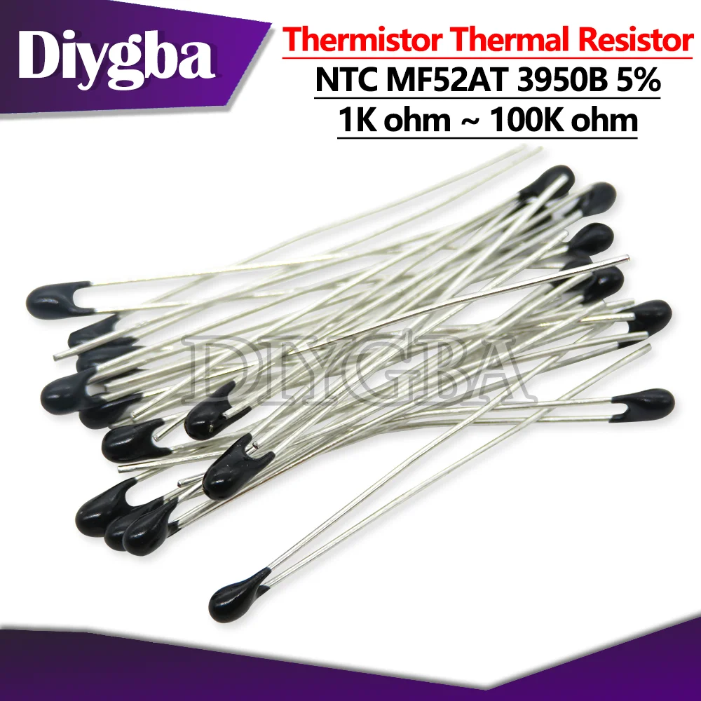 Thermal resistor 10PCS NTC Thermistor MF52 NTC-MF52AT 1K-100K 5% 3950B