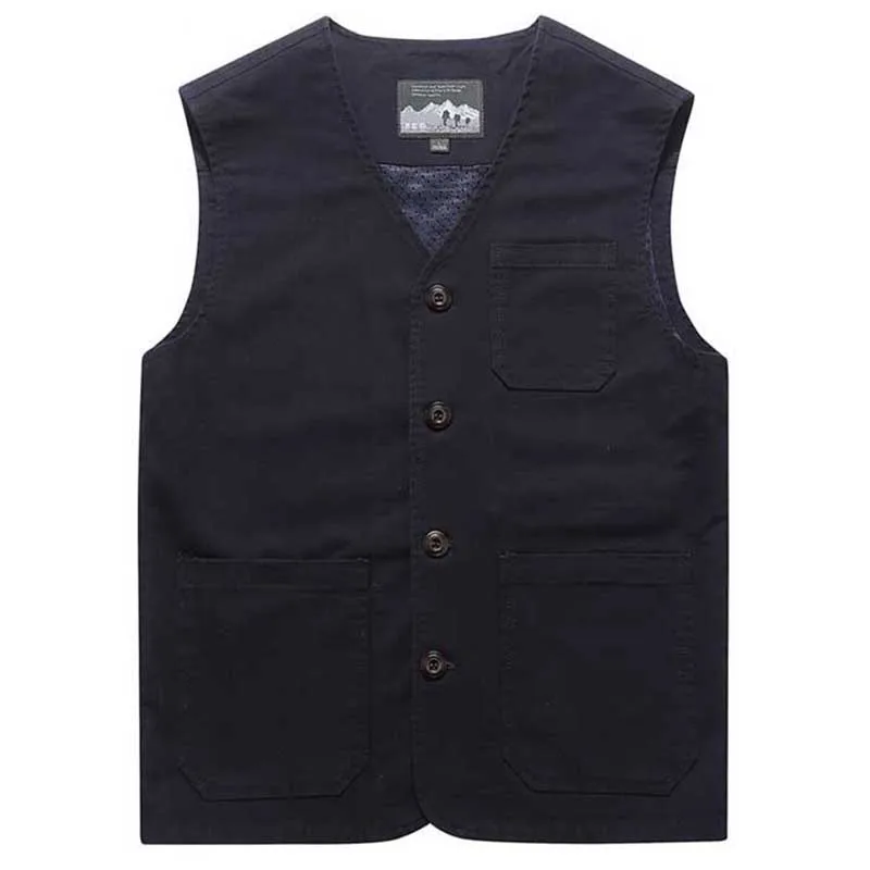 Black Blue Большой размер, M-9XL, повседневный жилет с множеством карманов для мужчин, куртка без рукавов с v-образным вырезом, жилет, мужская одежда - Цвет: Black Blue