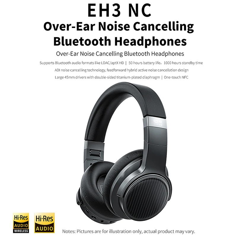 FiiO EH3 NC EH3NC Накладные наушники ADI с шумоподавлением Bluetooth 5,0 поддержка LDAC/aptX HD/One-touch NFC/50hr Срок службы батареи
