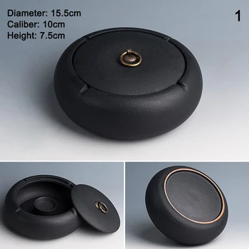 

Black Ceramic Ashtray Personality Fashion Windproof Large with Lid for Living Room Home Office European Style Ashtray LB88