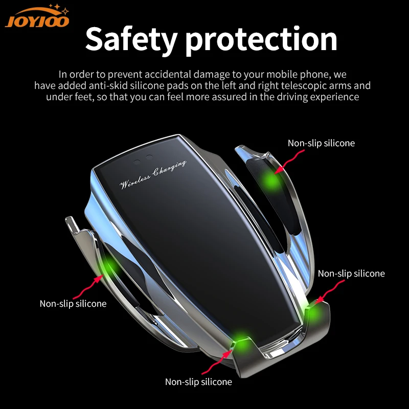 Suporte do telefone carregador de carro sem fio automático atualizado rápido qi aperto de carregamento montagem doca foriphone11 pro max/xr/xs/8