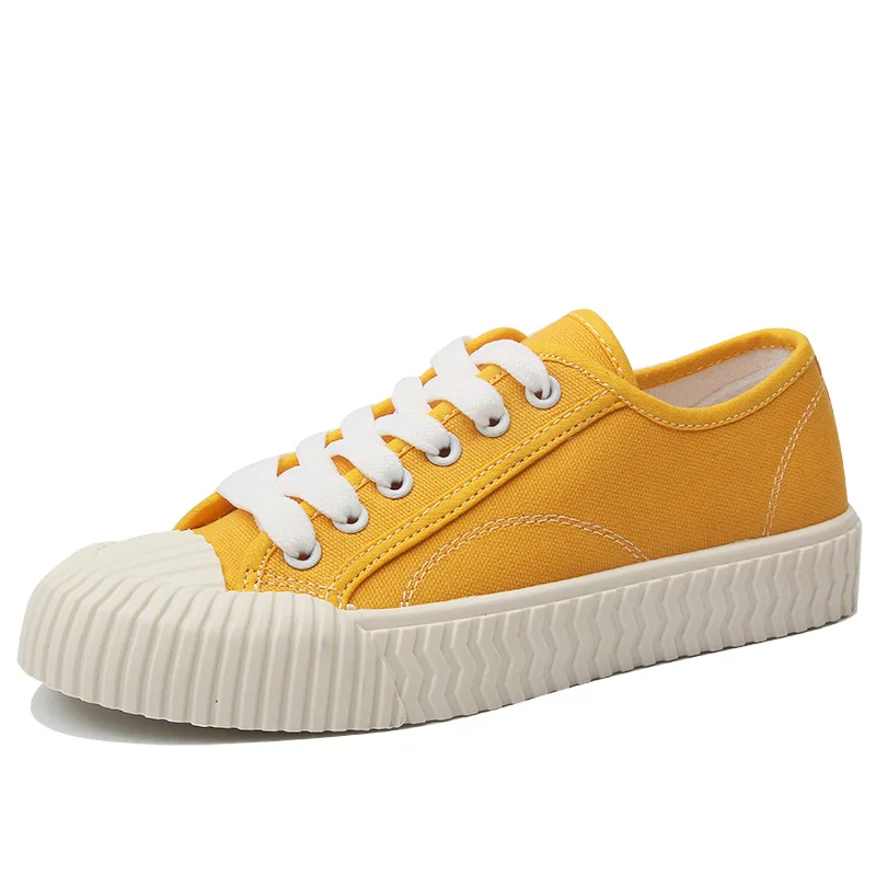 

Autumn New Solid Color Canvas Women's Shoes Wild Breathable Students Flat Bottom Shoelace Shallow Vulcanized Shoes Women W23-23