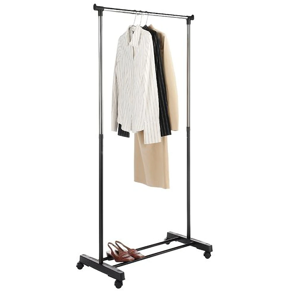 

Single-Bar Clothes Stand Rack Vertical Stretching Organizer with Shoe Shelf TP899