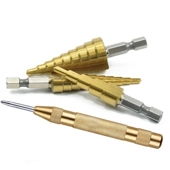 

3pcs HSS Step Cone Drill Titanium Steel Metal Hole Cutter Bit Set 4-32mm + Pouch