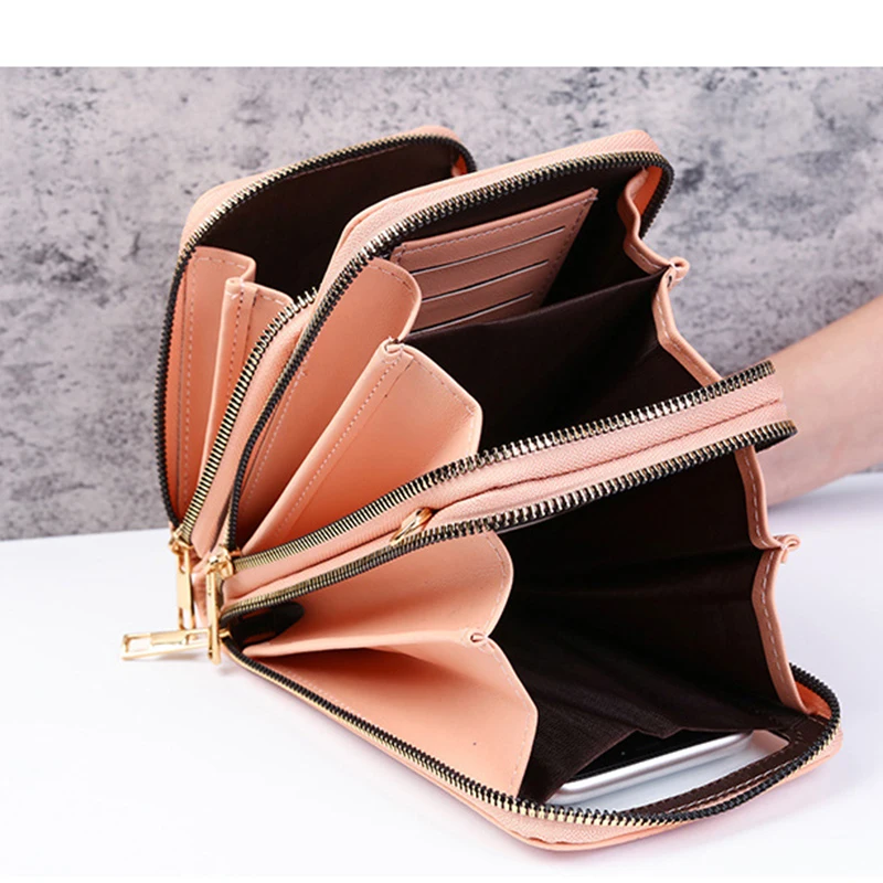 Women PU Leather Touchable Cell Phone Shoulder Bags Female Multi-functional Crossbody Bags Small Handbag Phone Card Holder Purse