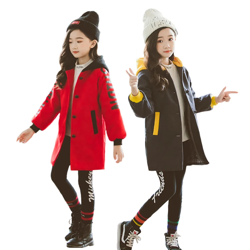 Зимняя одежда для девочек; пальто с капюшоном из ворсистой ткани с буквенным принтом; Теплая Бархатная верхняя одежда; утепленная детская качественная одежда;