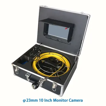 

23mm Camera 10 Inch Monitor Pipe Sewer Drain Inspection System With DVR Recorder Meter Counter 5mm Fiberglass Cable