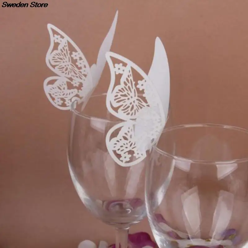 50 шт./лот вырезанная бабочка для свадьбы дня рождения имени стола вина еды мест