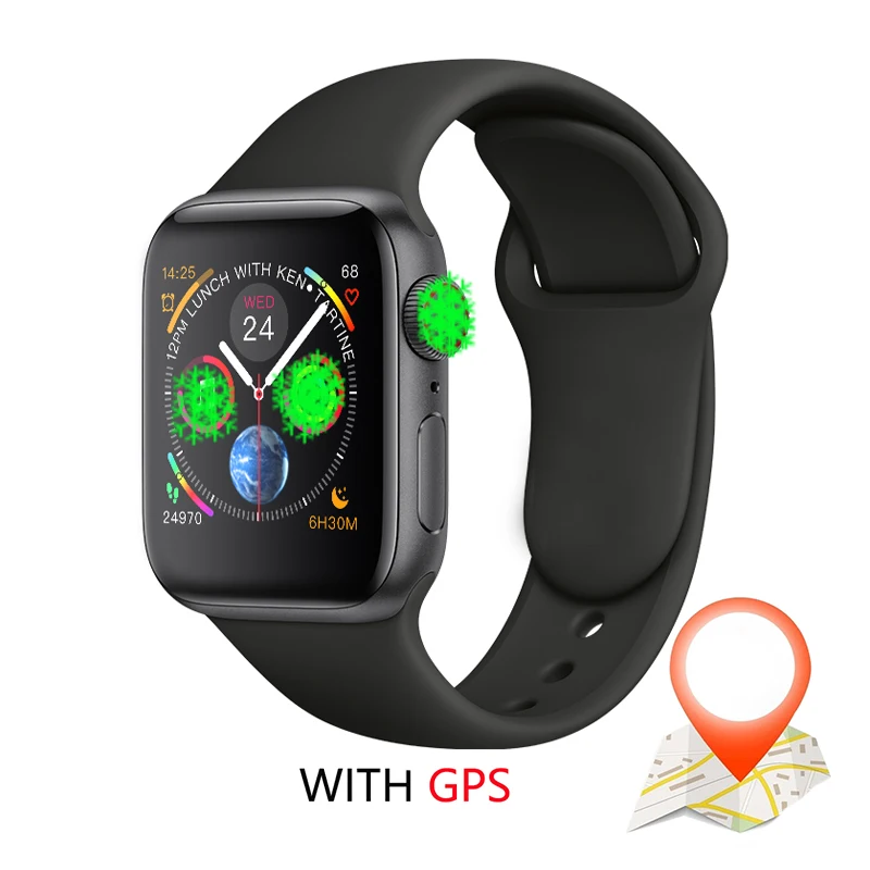 Black IWO 10 Смарт часы gps часы 4 1:1 IWO 8 Plus IWO 9 обновленный gps трекер спортивные умные часы для Apple IPhone Android телефон - Цвет: Black