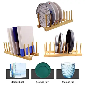 

Bamboo and Wood Dish Rack-Plate Rack Pot Rack, Cups, Cutting Boards Accommodate Cupboard Kitchen Utensils