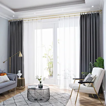 

New curtains for Living Room Bedroom Nordic Jacquard Flannel Curtain Finished Custom Simple Solid Color 100% Polyester