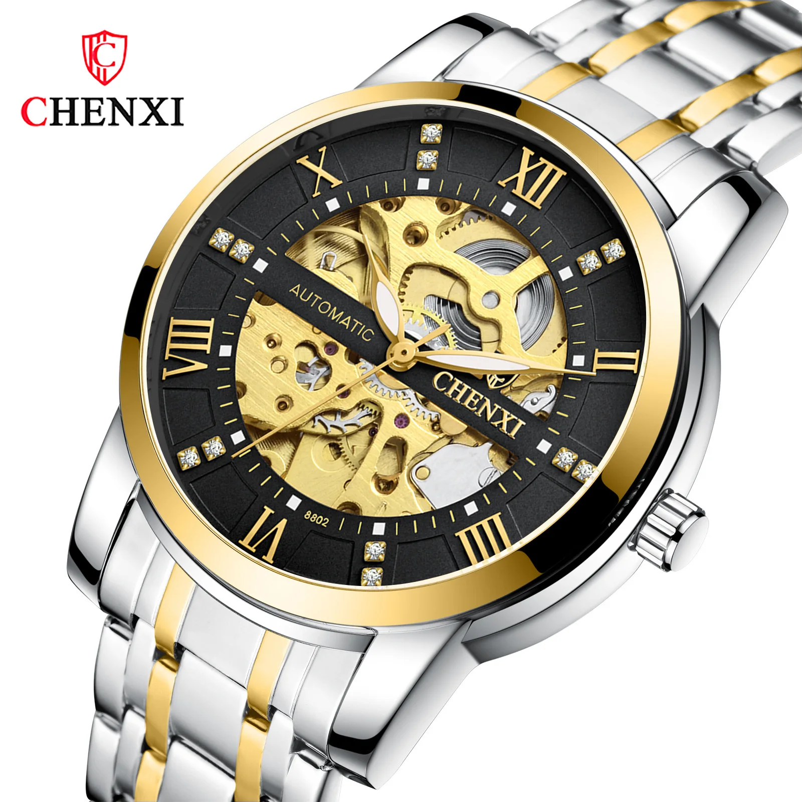 

Analog Watch New Style Men's Watch 8802 Brand Steel Belt Business Watch Mechanical Wrist Watch
