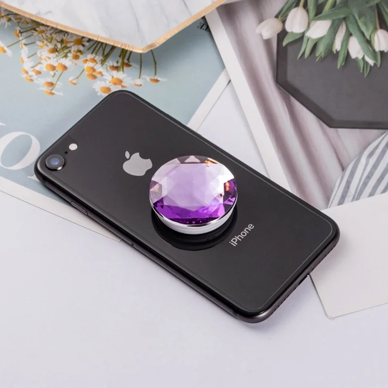 Большой алмазный популярный держатель для телефона Iphone Xr samsung универсальный палец кольцо подставка для телефона Поддержка мобильного телефона кронштейн - Color: Purple
