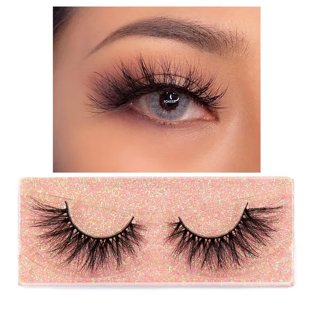 FOXESJI Makeup Eyelashes 3D Mink Lashes Fluffy Soft Wispy Natural Cross Eyelash Extension Reusable Lashes Mink False Eyelashes K40