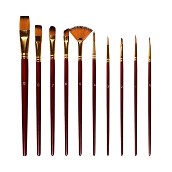 

10pcs Drawing DIY Artist Acrylic Portable Round Pointed Tip Learning Beginner Paint Brushes Set School Students Nylon Hair