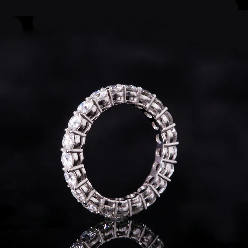 AEAW Solid 14k White Gold Luxury 3mm 0.1ct tatol 2ctw-3ctw CVD HPHT Lab Grown Diamond Full Enternity Diamond Band For Women