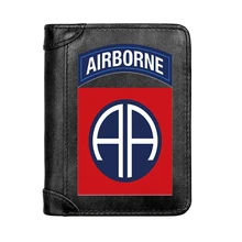 

All-American 82nd Airborne Division Genuine Leather Wallet Classic Men Business Pocket Slim Card Holder Male Short Purses Gifts