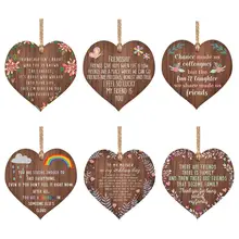 

6PCS Friends Plaques Friends Wooden Hangings Heart For Christmas Tree Pendant Birthday Friendship Gift
