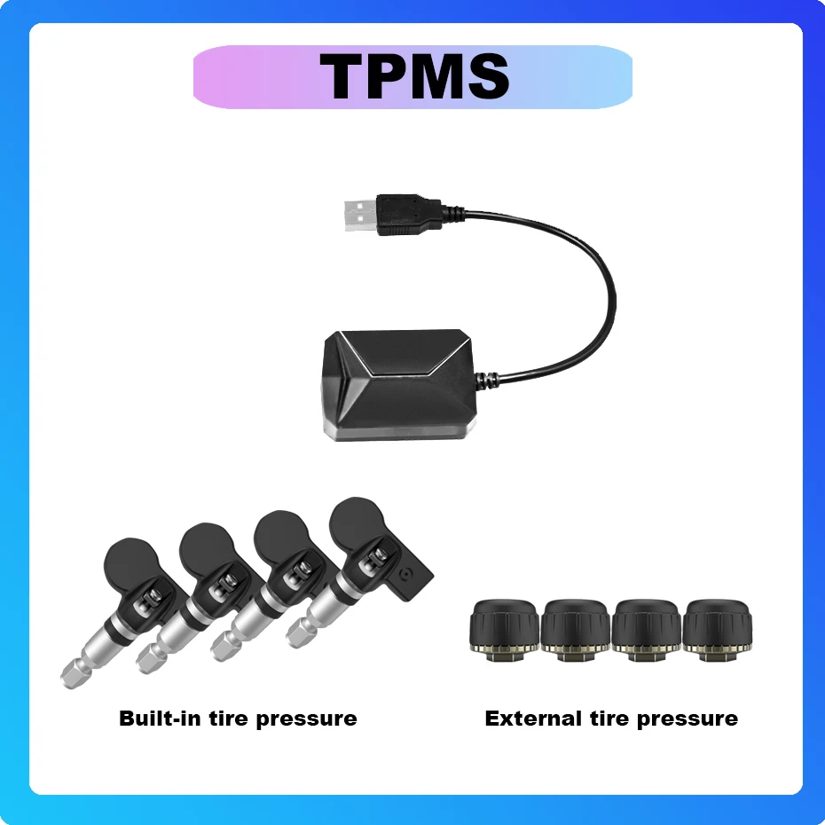 Система контроля давления в шинах TPMS беспроводная система на Android с USB 8 бар 116 psi 5 В