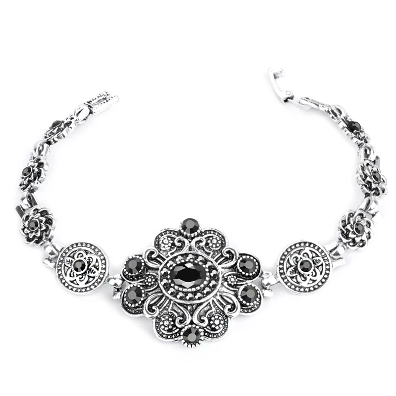 Wbmqda роскошный модный старинное серебро Кристалл часы браслеты для женщин Шарм браслет часы модные ювелирные изделия Новинка