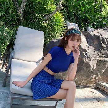 

Female Swimsuit 2020 Bikinis Women Swimwear Ladies Bathing Suit Girls Slim New One Piece Korean Ins Pingjiao Hot Solid Polyester