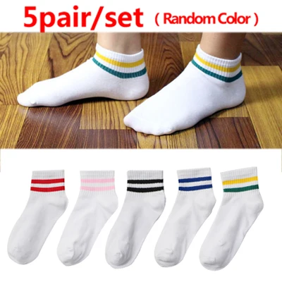 Style 8 5 пар, короткие носки, Осень-зима, модные женские короткие носки, в полоску, в горошек, забавные, повседневные, теплые, короткие, хлопковые носки для женщин и мужчин - Цвет: Style 8