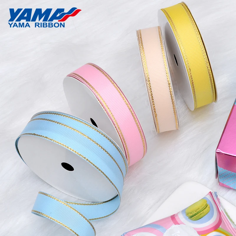 Ribbon Decoration Ribbon Supplies Grosgrain Ribbon Wrapping Ribbon 6mm 9mm 16mm 25mm 38mm Wide 100yards Gold Metallic Edge Grosgrain Ribbon Diy Gift Packing Decoration Wedding Crafts