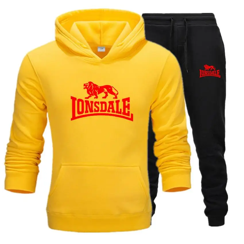 Мужской осенне-зимний спортивный комплект Lonsdale с капюшоном новый мужской