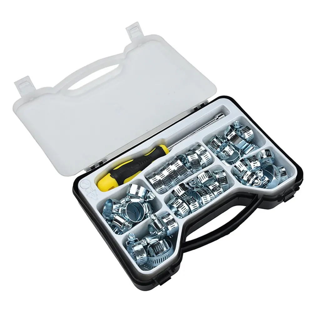 

50Pcs Adjustable Carbon Steel Worm Gear Hose Clamps Assortment Kit Fuel Line Clamp For Water Pipe Plumbing Hose Clamp Kit