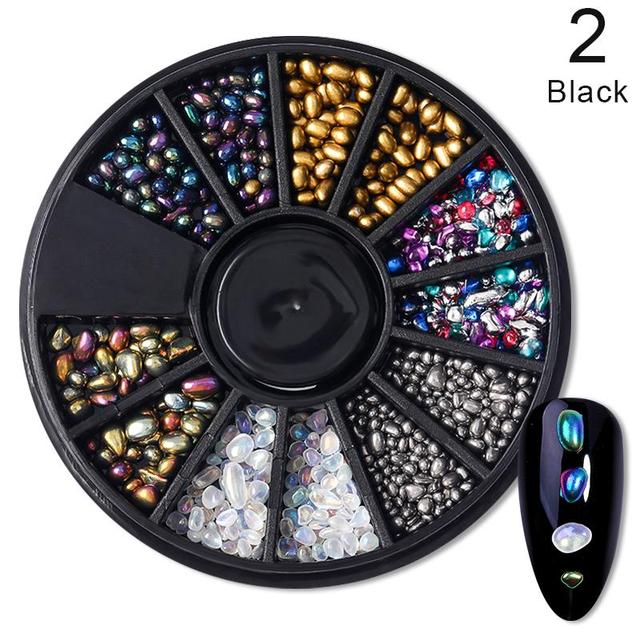 Gold Geometry Rivet Alloy Nail Studs Chameleon Stone Nail Rhinestone Small Irregular Beads 3D Nail Art Decoration In Wheel