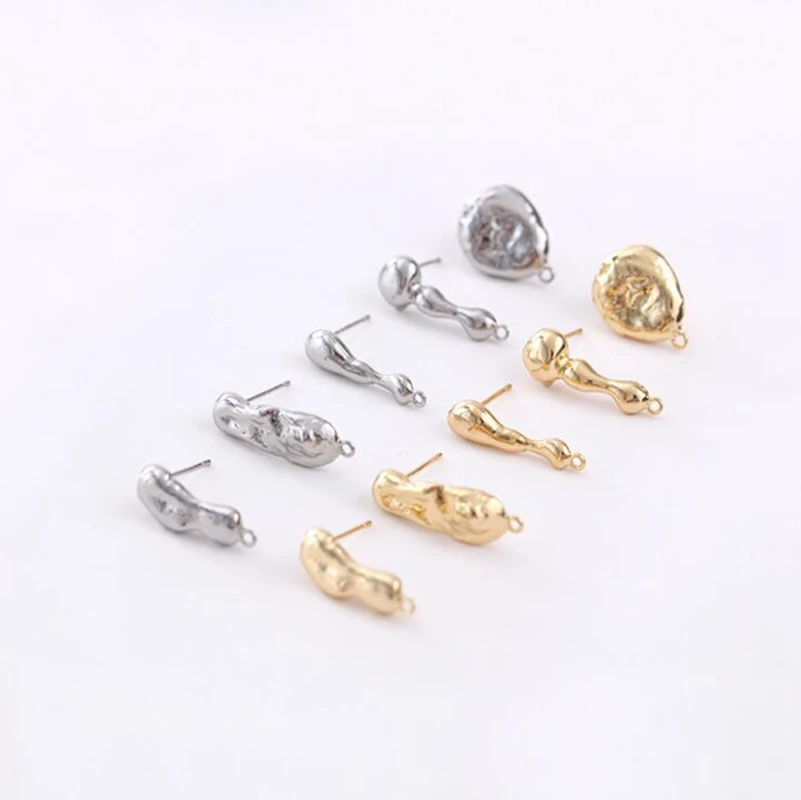 

2Pcs/lot Copper 925 silver needle irregular shape Earrings Base Connectors Linker For DIY handmade jewelry accessories