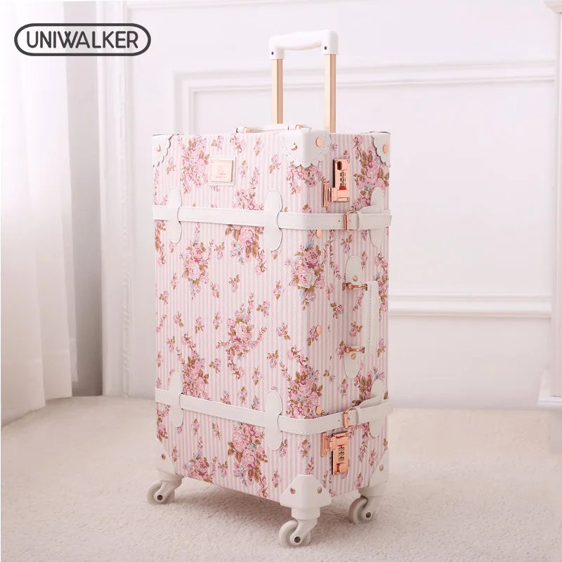 UNIWALKER 13 &quot20&quot 22 &quot24&quot 26 &quot2 шт./компл. Женский Ретро Цветочный чемодан на