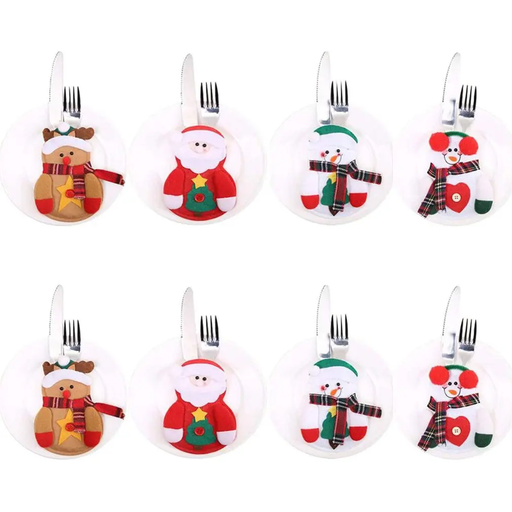 8PCS Christmas Decorations Christmas Table Decoration Christmas Cutlery Set Santa Cutlery Set Home Decoration