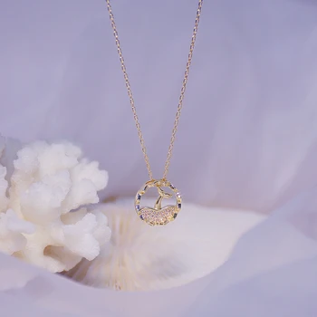 Exquisite Temperament Inlaid Zircon Fish tail Necklace for Women High Quality 14K Real Gold Zirconia Necklace Koyle Jewelry