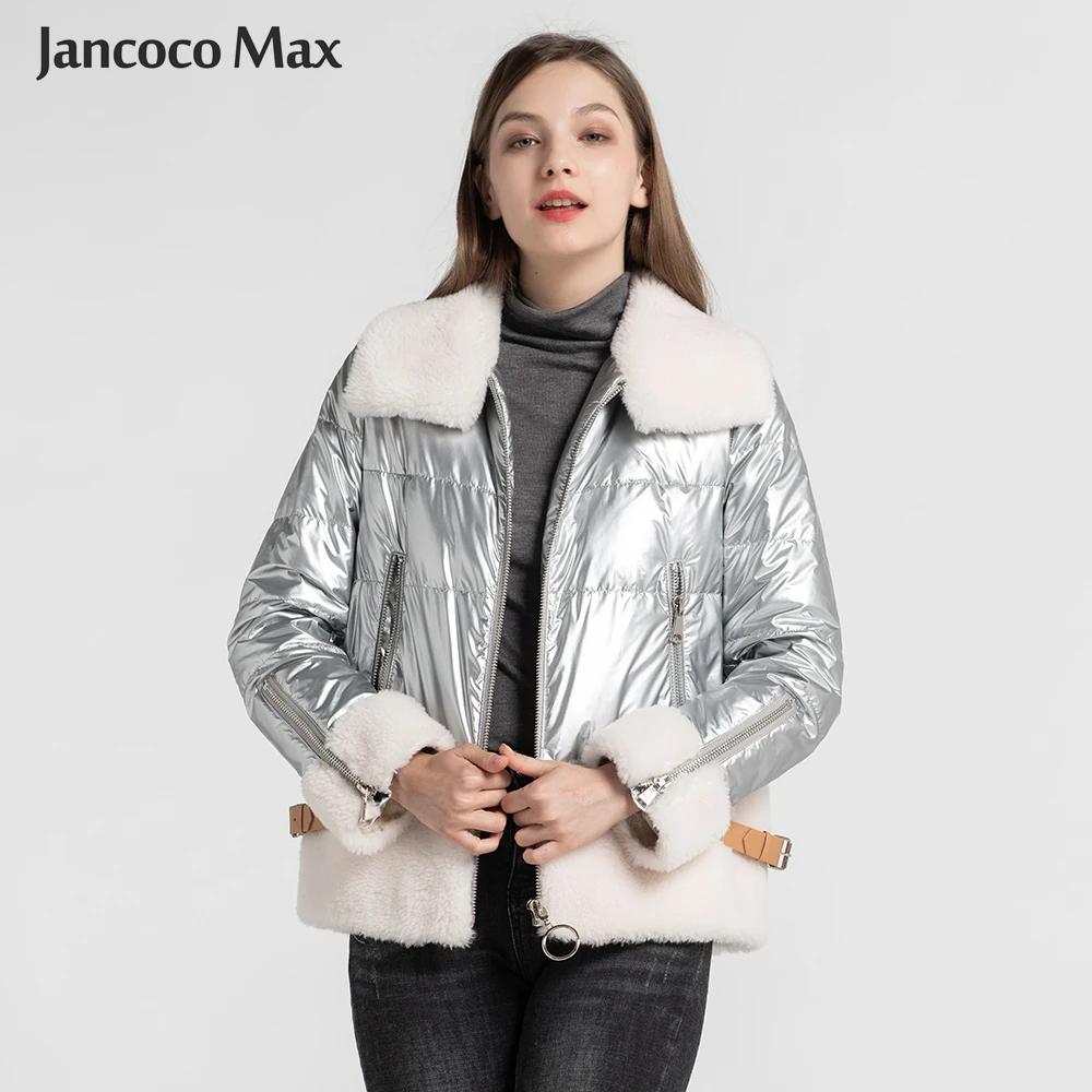 

Women's Fashion Wool Coat Winter Thick Down Coat Jacket Female Natural Fur Short Outerwear S7581