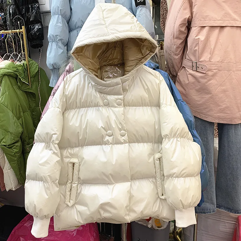 Autumn Winter New Padded Jacket Woman Korean Hooded Bright Face Loose Cotton Coat Students Short Parka Jacket Outwear