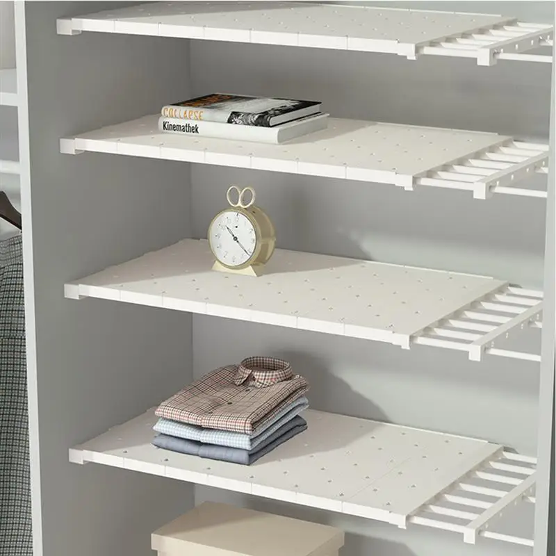 

Wardrobe Retractable Storage Holder Rack Cabinets Layered Partition Shelf Kitchen Holder Bedroom Paste Type Telescopic Organizer