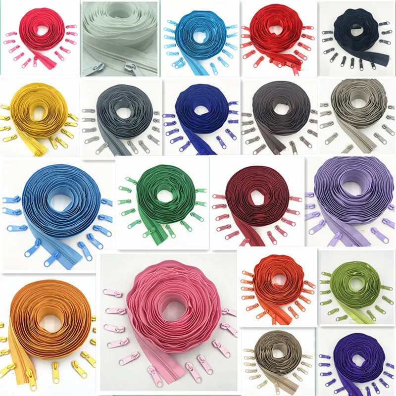 10 Meters with Zipper Pullers (20 Colors) 5 # Nylon Coil for DIY Sewing Clothing Accessories | Дом и сад