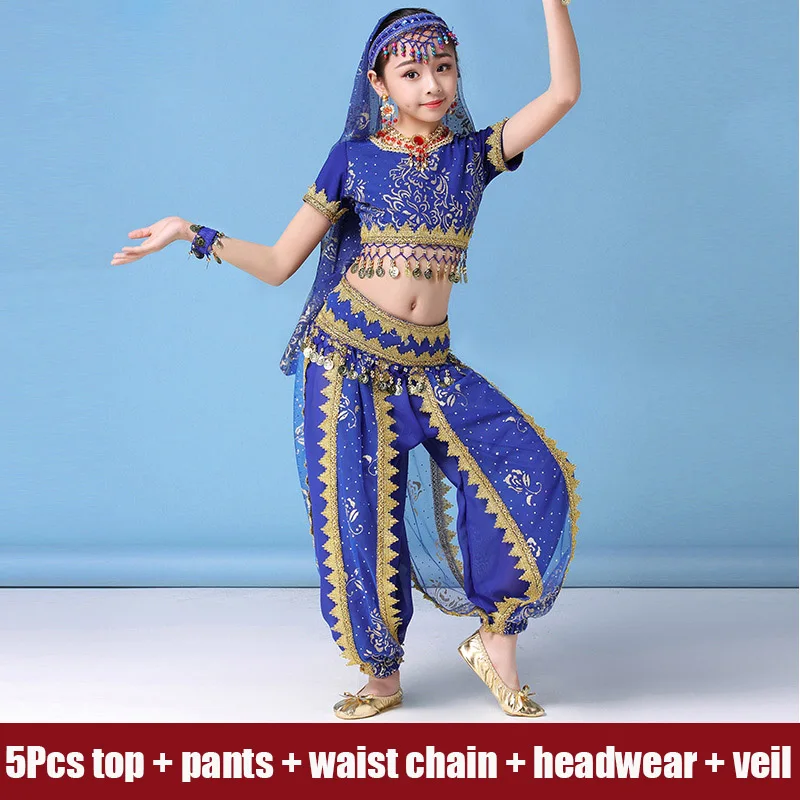5 Pcs Профессиональный Bellydance Костюм Восточный свадебные аксессуары для живота Танцы производительность набор детей Исполнительница танца живота одежда DN3545 - Цвет: 5 Pcs