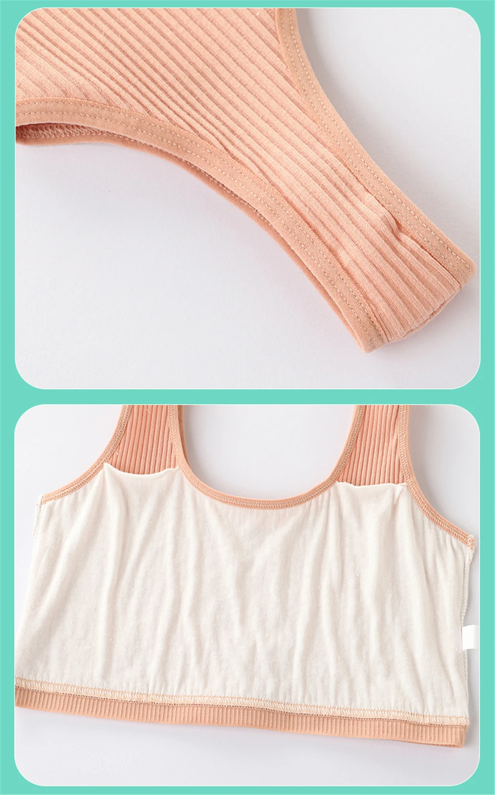 Soft Cotton Children Girls Underwear Kids Girl Solid Color Vest Bra Tank Top Crop Tops for Girl 9-16Years