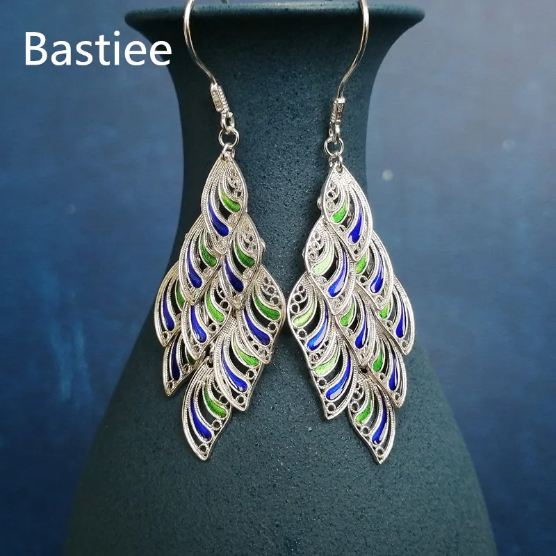 Женские серьги с перьями Bastiee ювелирные изделия из стерлингового серебра 999 пробы