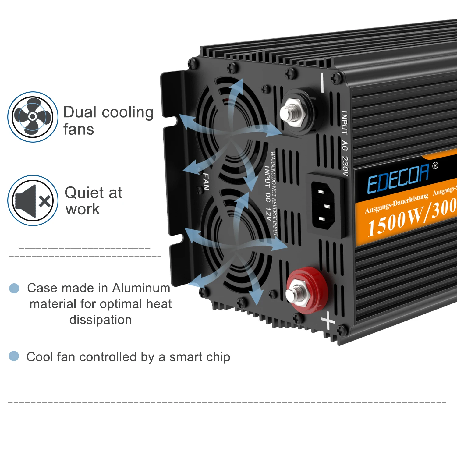 EDECOA UPS зарядное устройство инвертор мощности 1500 Вт 3000 DC 12 В AC 220 230 в 240 чистая