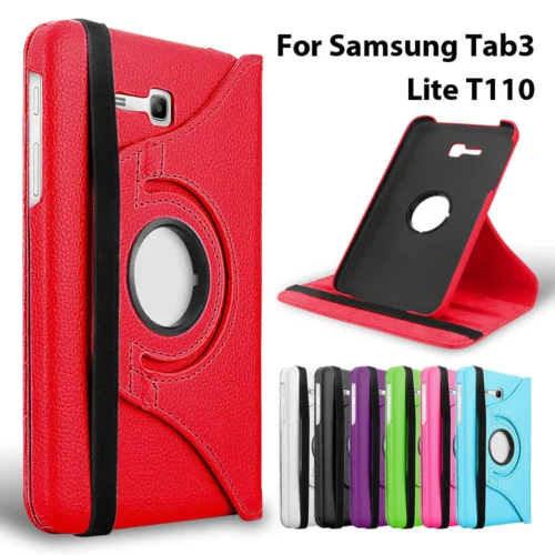 Чехол для Samsung Galaxy Tab 3 Lite 7 &quotчехол 360 градусов вращающийся стенд чехол SM-110 T110 T111 E 0