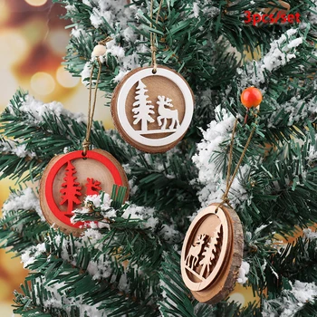 

2021 Santa Claus Deer New Year Wood Christmas Tree Ornaments Pendant Hanging Gifts Xmas Decor for Home Party Decorations