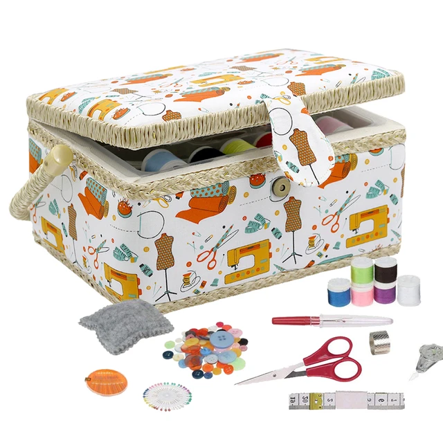 Medium Sewing Basket Organizer with Complete Sewing Kit