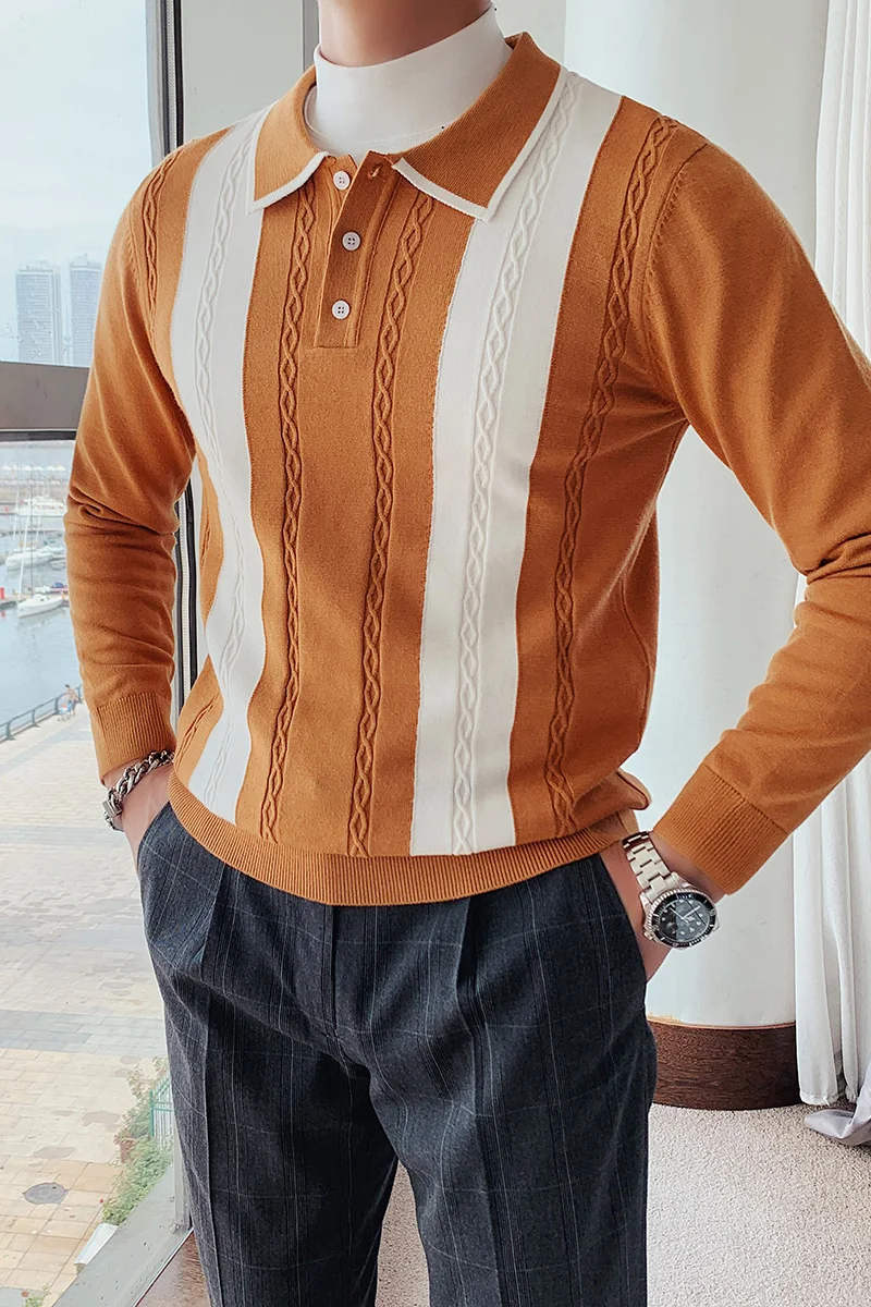 Sweater Lapel Long sleeved POLO Collar 