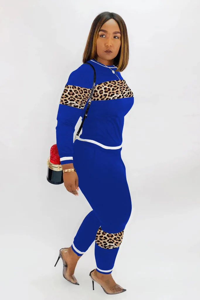Повседневные женские спортивные костюмы с леопардовым принтом из двух частей, пуловер с длинными рукавами, топы, толстовка+ длинные штаны, комплекты одежды