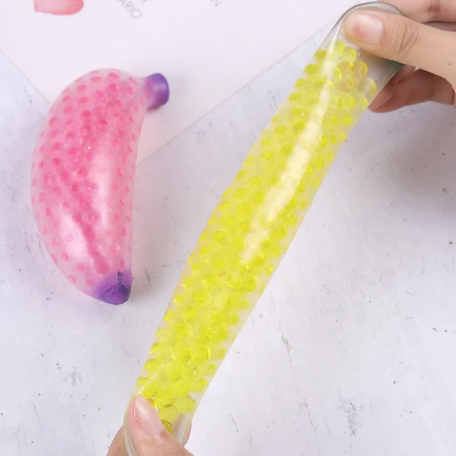 Spongy Banana Bead Stress Ball Toy Squeezable Soft Fruit Shape Sensory Adult Decompression Child Fidgeting Rebound Squeeze Toys 5