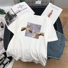 Микеланжело Харадзюку крутые футболки с забавным персональным принтом женские футболки Ulzzang хип-хоп Уличная одежда повседневные женские футболки
