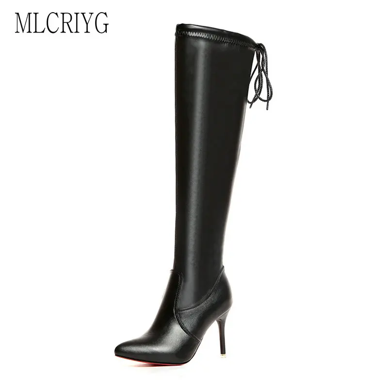 

Size 35-39 Nice Pop Fashion Women Boots Winter Comfortable High Heels Shoes Woman Ladies Over The Knee Luxurious Footwear